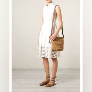 MICHAEL KORS Raffia/Straw Crossbody with GOLD Braided Strap